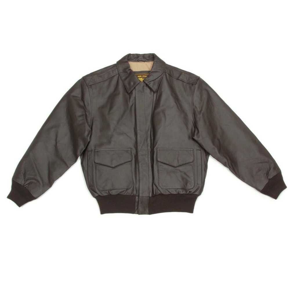 LANDING LEATHERS AIR FORCE Style Mens Brown Bomber Flight Jacket size Medium